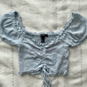 Baby blue cinched crop top